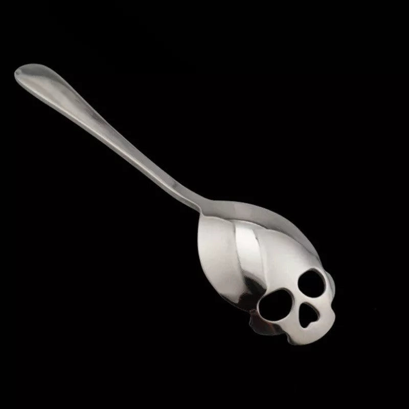 Stainless steel skull coffee spoon for adults, unique design, durable
