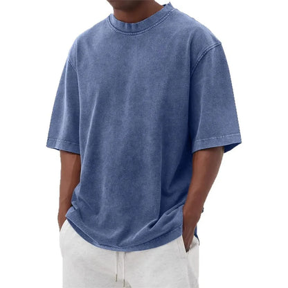 Men's stone washed polyester loose fit t-shirt in multiple colours with half sleeves