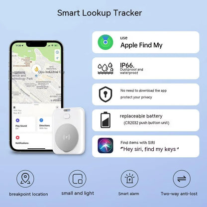 White ABS plastic pet tracking device with portable design for Apple users