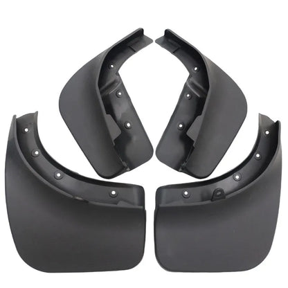 Black PP soft plastic 4-piece mudguard set for rear of four wheels on Volkswagen Touareg with screws and box