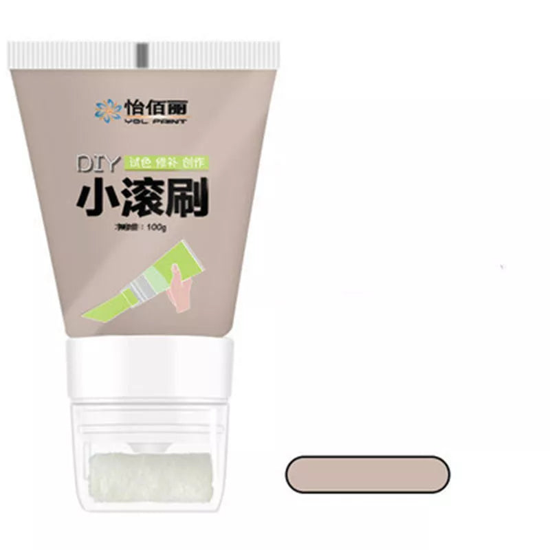 Rolling brush latex paint set for wall repair in seven colors with small roller brush