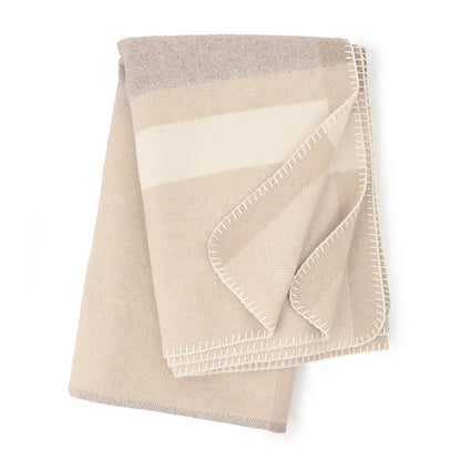 Wool jacquard twill striped blanket in green, purple, or carbon black for camping and household use