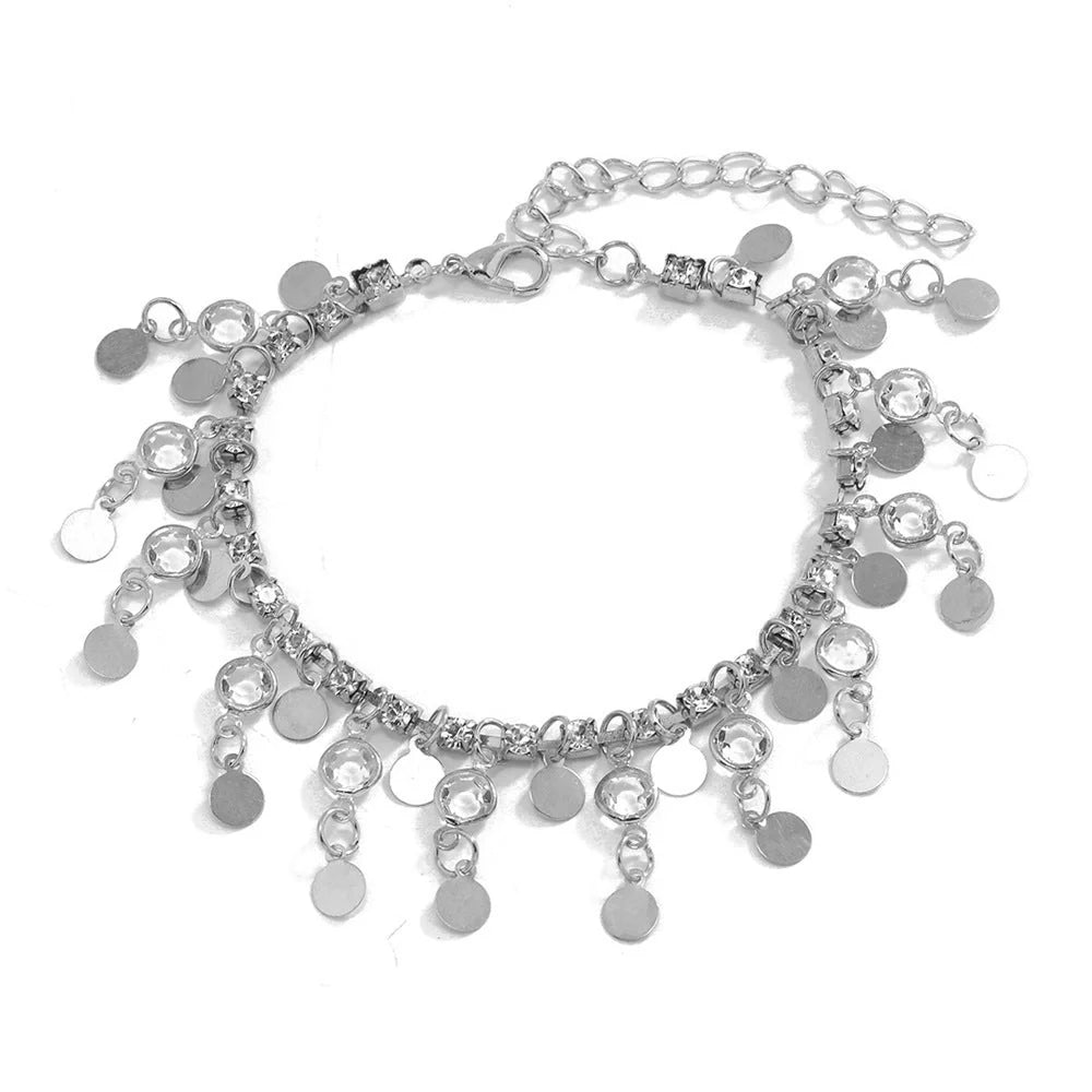 Stylish gold and silver women's beach anklet with geometric design