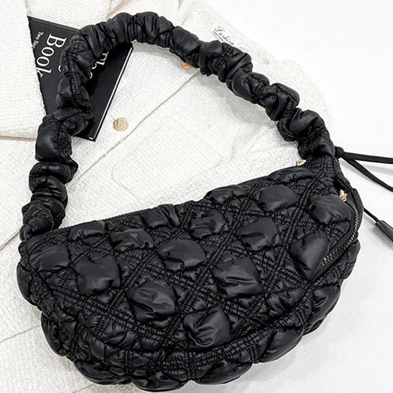 Women's Cloud Underarm Bag in nylon with 35cm width, 20cm height, and 120cm strap in a solid colour option