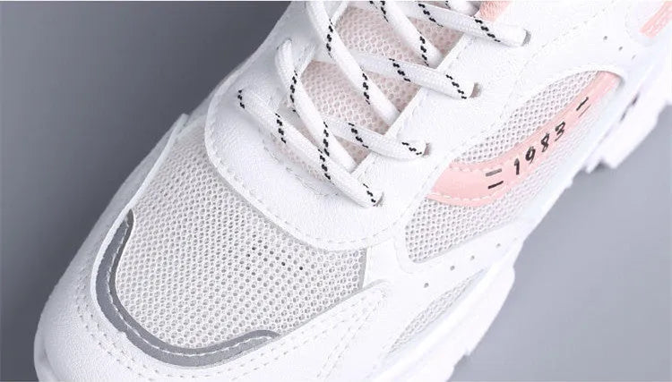 Women's breathable mesh board shoes in white, blue, or pink, high mouth and super high heel, sizes 35-40.