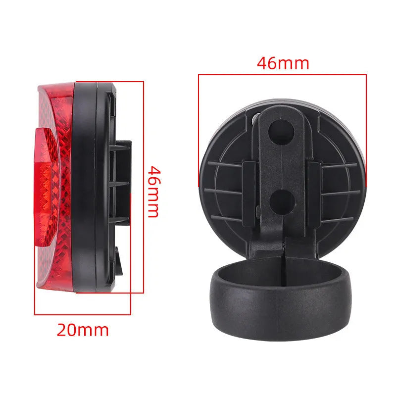 Red and yellow anti-theft bicycle taillight bracket for seat post mounting with reflective surfaces
