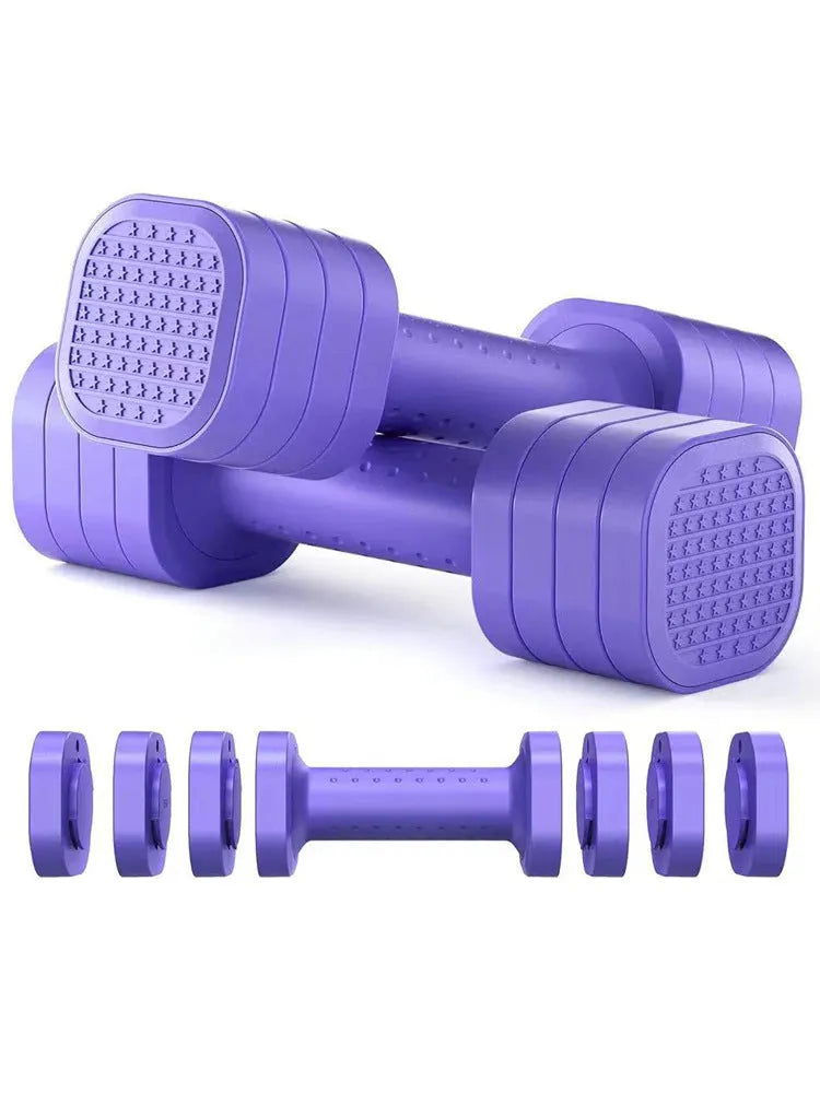 Detachable dumbbell set with adjustable weight options in various colours for women's fitness training
