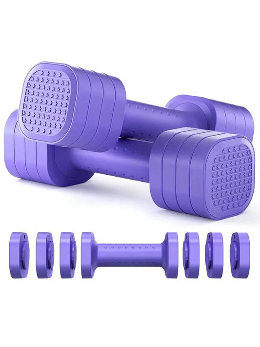 Detachable dumbbell set with adjustable weight options in various colours for women's fitness training