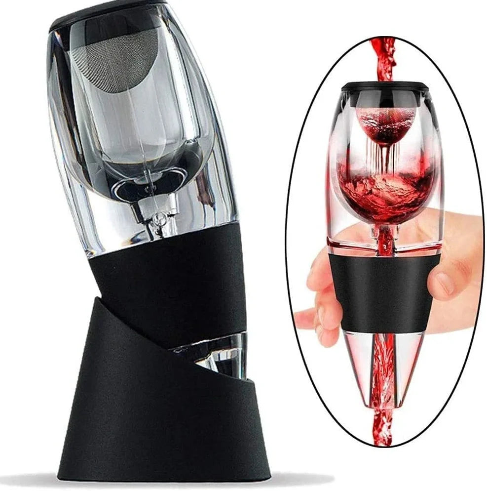 Portable wine aerator pourer with AS plastic body, silica gel components, and sediment filter