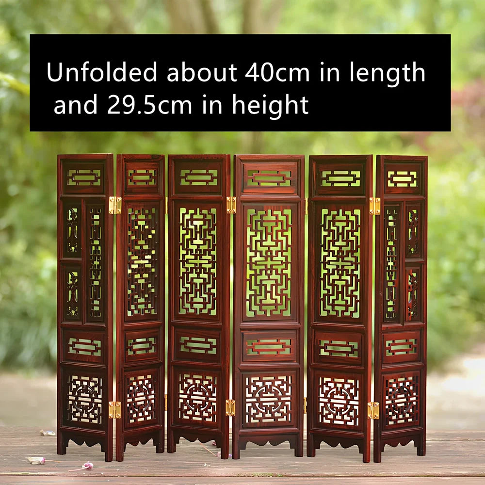 Red rosewood miniature Chinese furniture model with traditional carved details and mahogany construction