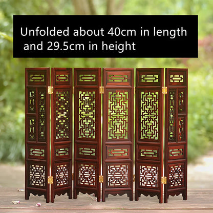 Red rosewood miniature Chinese furniture model with traditional carved details and mahogany construction