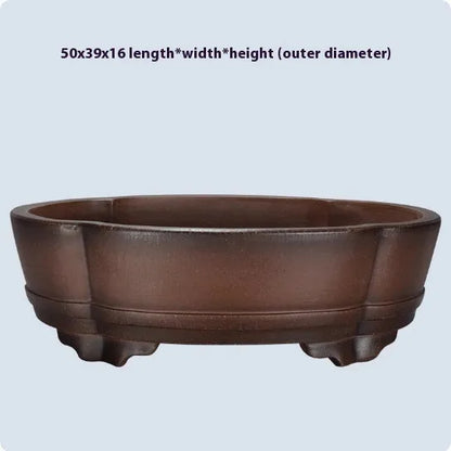 Rectangular purple clay flower pot measuring 50x39x16cm with classical design for indoor and outdoor plants