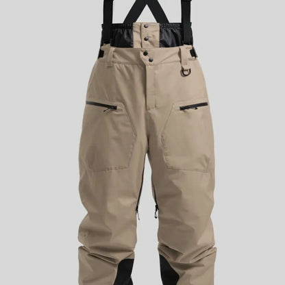 Men's black thickened waterproof ski trousers made from flame-retardant linen fabric