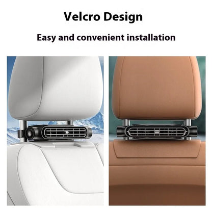 Creative New Seat Car Fan USB plug-in in black, white, or beige with Velcro for car seat mounting