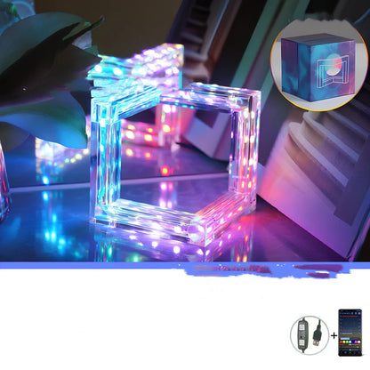 Acrylic Bluetooth desk lamp with 12x12x8.7cm dimensions and 9W LED lighting