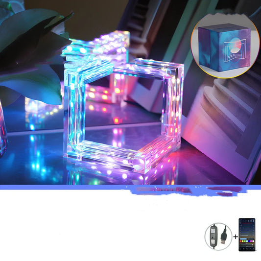 Acrylic Bluetooth desk lamp with 12x12x8.7cm dimensions and 9W LED lighting