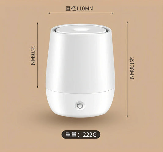 White flame humidifier with 125ml capacity measuring 138x110x76mm with Type-C USB connection