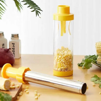 Yellow cylindrical corn stripper tool with 27cm height for manual kernel removal