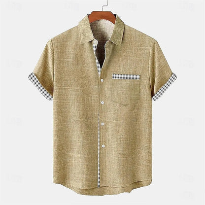 Linen short-sleeved shirt with ocean fish pattern in loose fit, available in multiple colours and sizes for teenagers