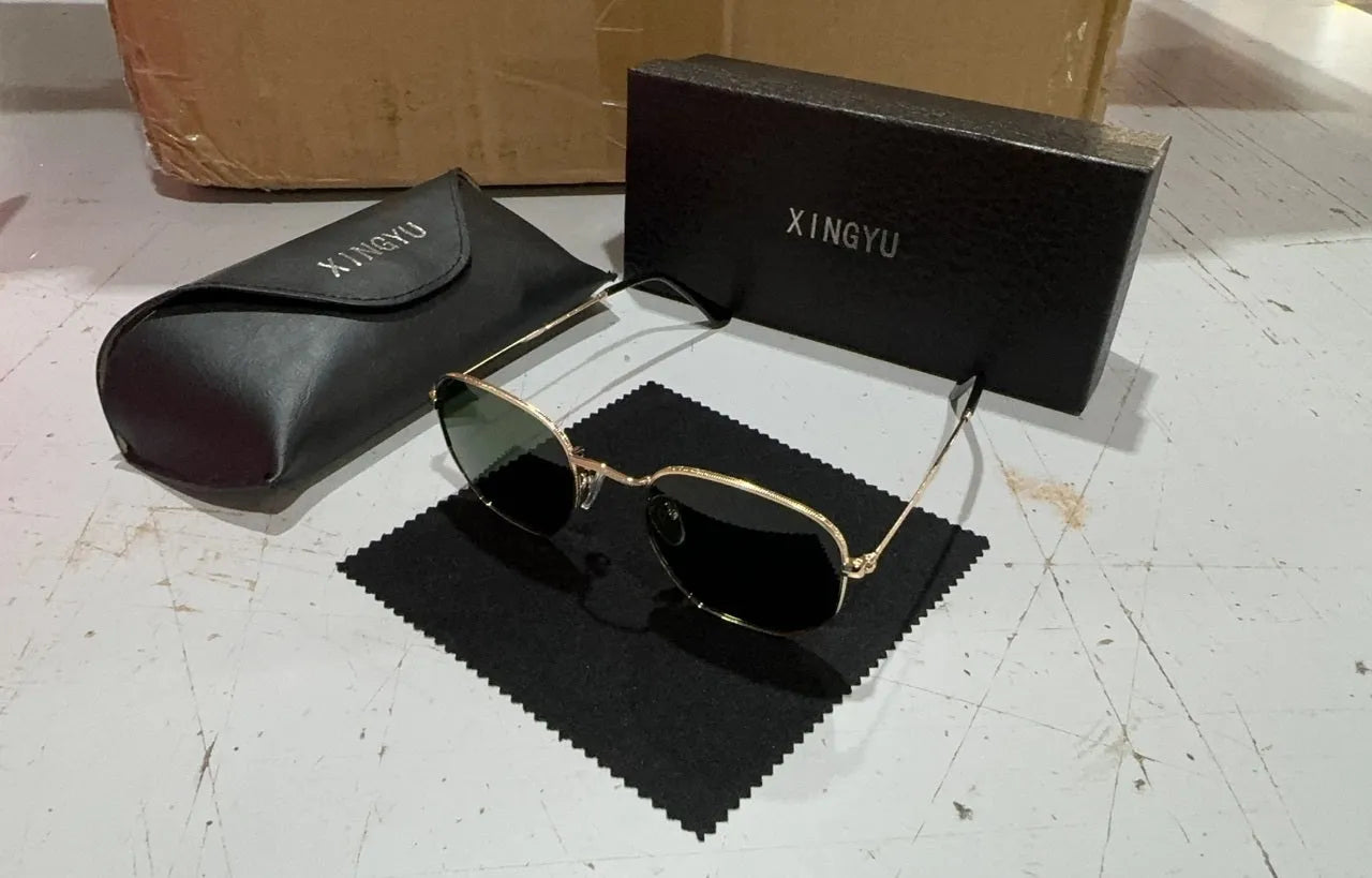 Men's retro round sunglasses with UV400 protection in multiple colour options including black, blue, green, gun grey, silver, and gold