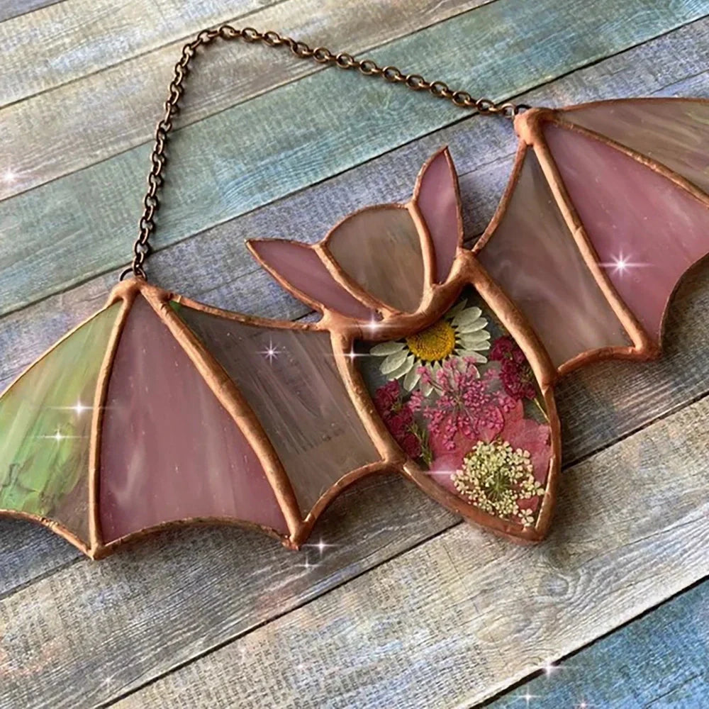 Colourful acrylic bat pendant, 15cm wide, for Halloween haunted house home decorations
