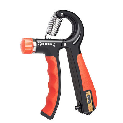 Adjustable counting hand gripper exerciser showing digital display and TPR handles in a selected colour.