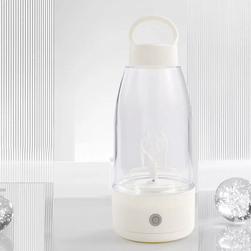 Automatic Electric Shaker Bottle with USB charging in white, pink, and green