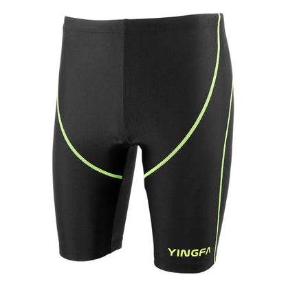 Men's black briefs-style training swimming trunks in polypropylene fibre, shown in available Asian sizes M to 3XL