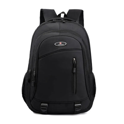 Waterproof nylon high school backpack with air-cushioned straps in black, red, blue, or grey colours