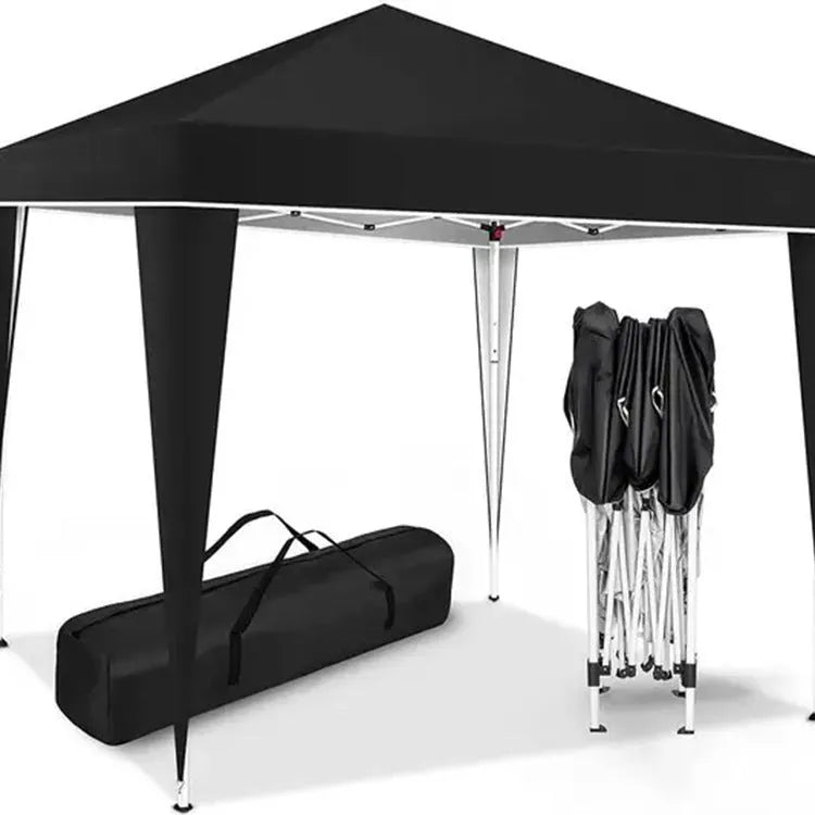 Four-corner folding exhibition tent, 3x3m, 300x300x220cm, available in blue, black, green, white or khaki with silver tape.