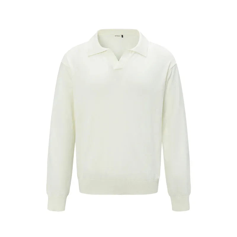 Loose fit acrylic blend pullover sweater in beige, shown on a model for casual wear.