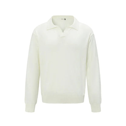 Loose fit acrylic blend pullover sweater in beige, shown on a model for casual wear.
