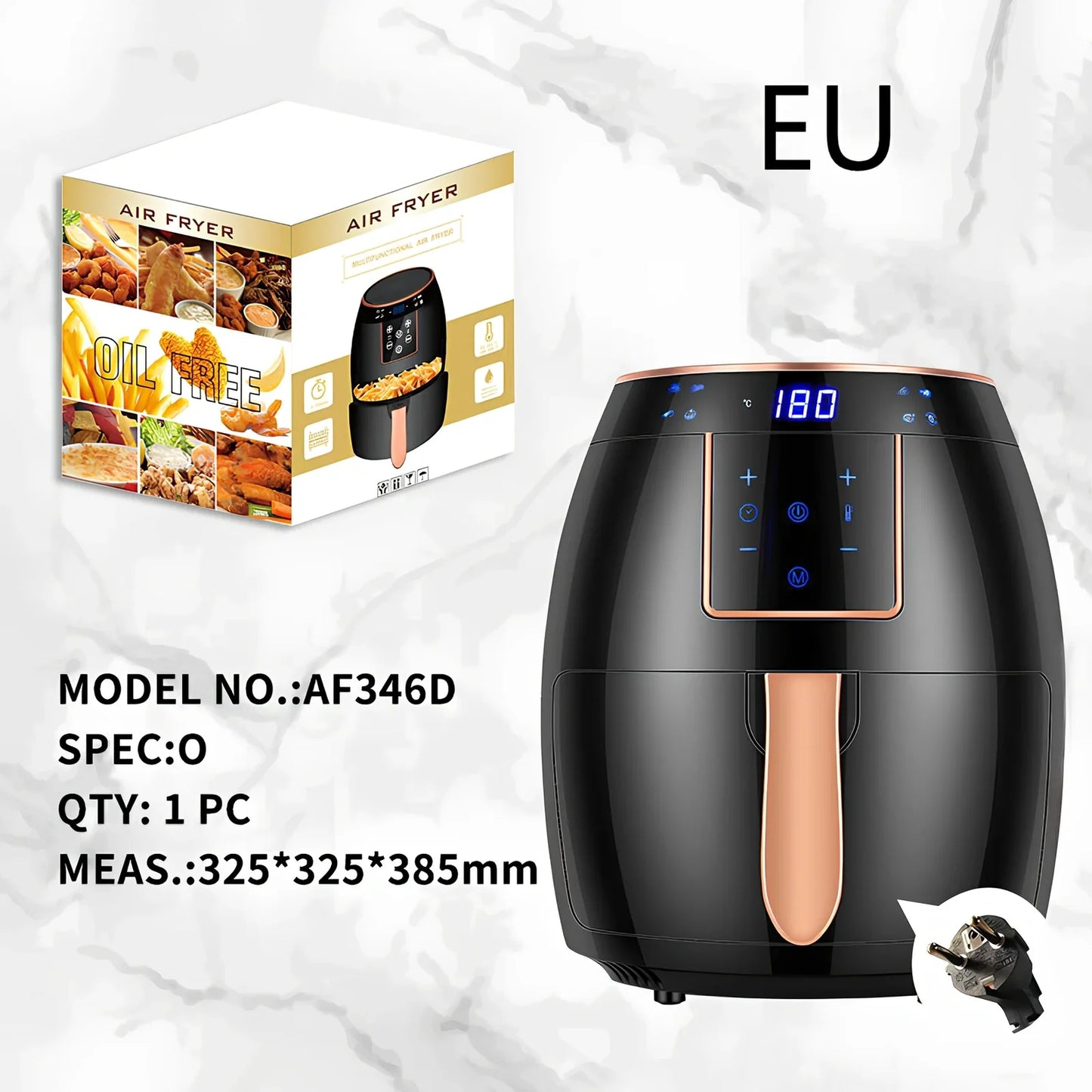 5.5L touch screen air fryer with metal body and LCD display for healthier frying
