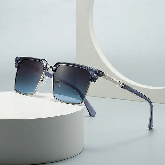 Men's square sunglasses with plastic frame and UV400 lenses in six colour options