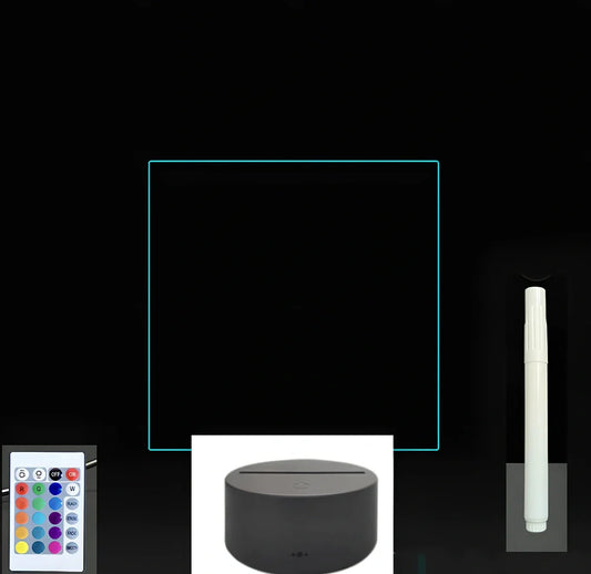 3D acrylic LED message board with touch controls showing illuminated writing on 3.5mm thick surface