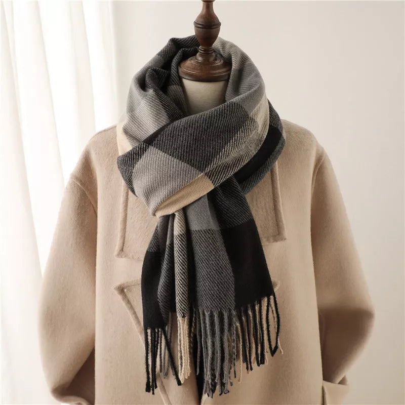 Thick Warm Outer Shawl Scarf in various colors with tassel detailing