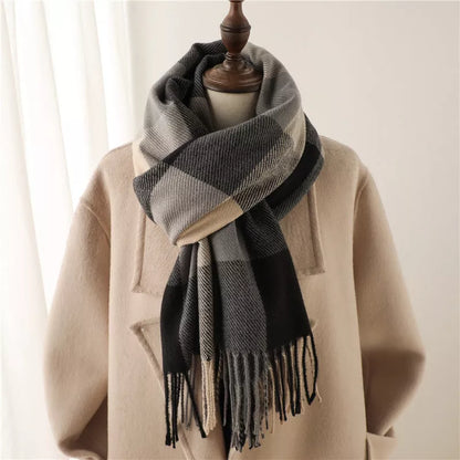 Thick Warm Outer Shawl Scarf in various colors with tassel detailing