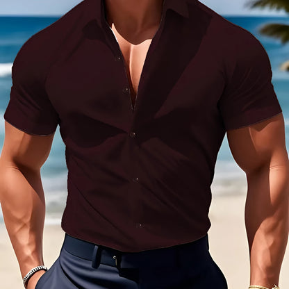 Men's casual short sleeve printed shirt in polyester available in multiple colours and sizes S to 5XL