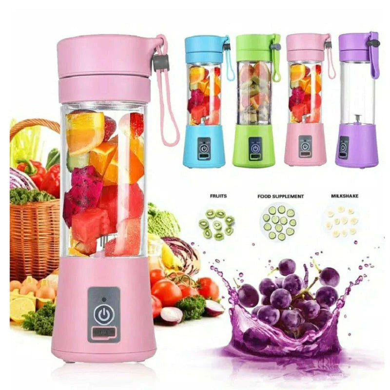 Powerful USB rechargeable portable blender with 6-blade design, self-cleaning function, and compact size for on-the-go healthy smoothies and juices