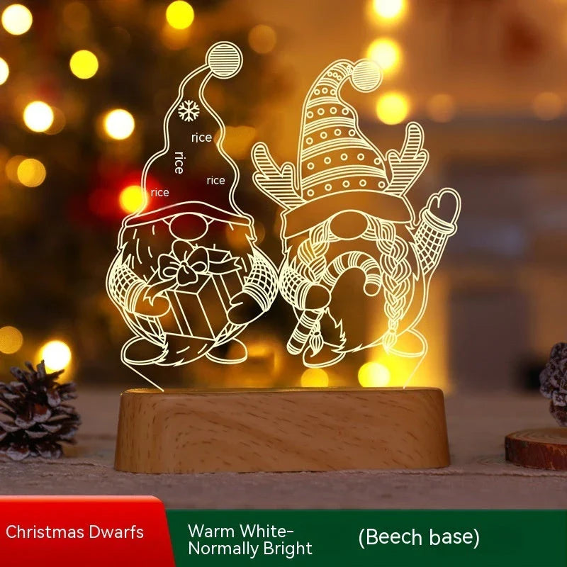 Cozy 3D acrylic LED Christmas lamp with festive holiday designs for warm, inviting décor