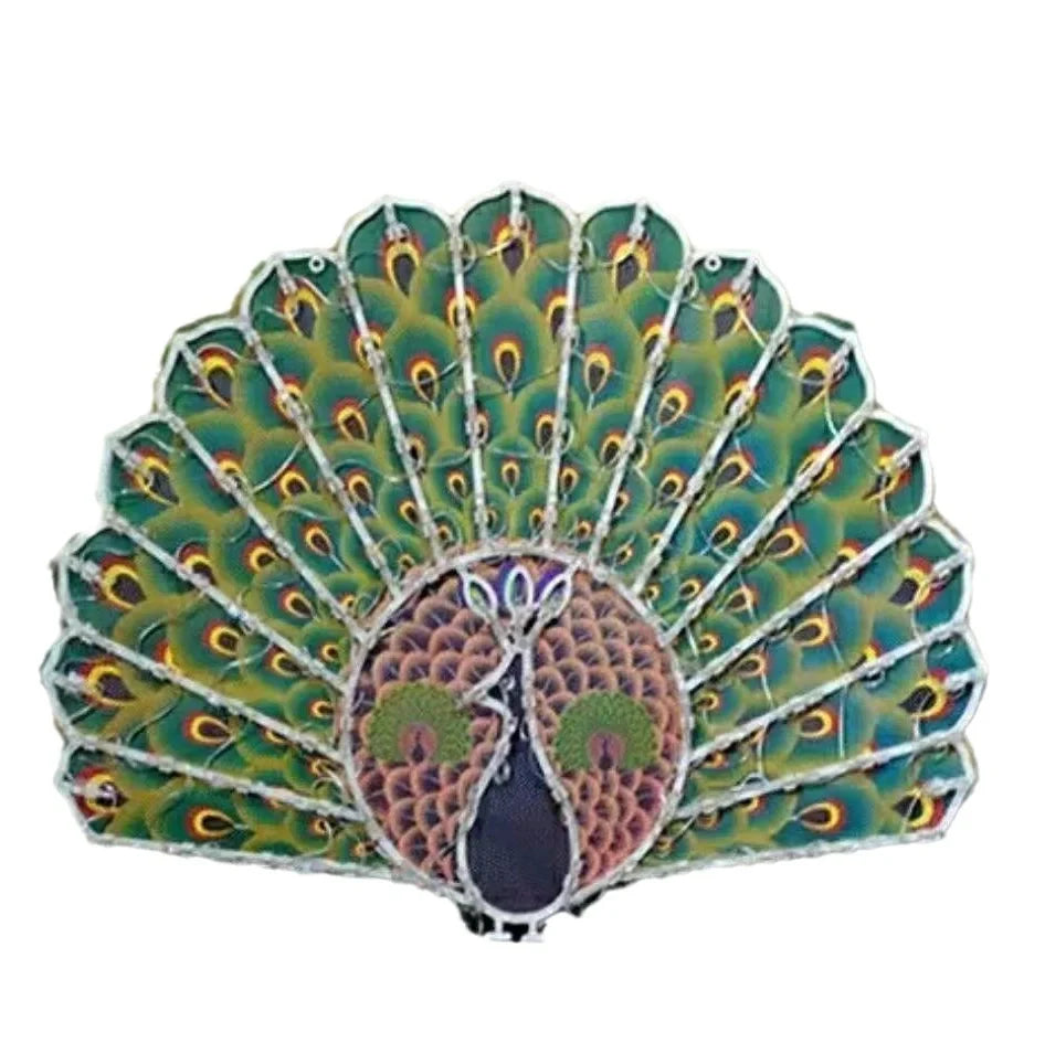 Christmas Festival outdoor string lights with peacock, love, sunflower, and star decorative elements