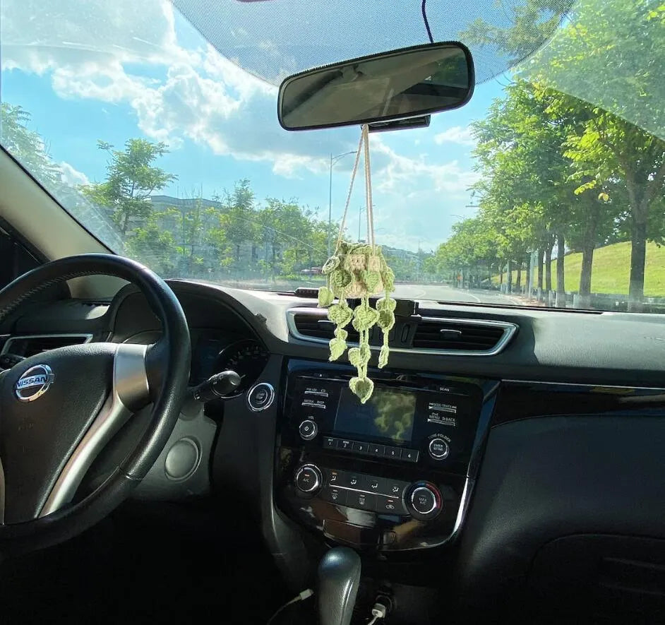 Rectangular chemical fibre car rearview mirror pendant in six colour options