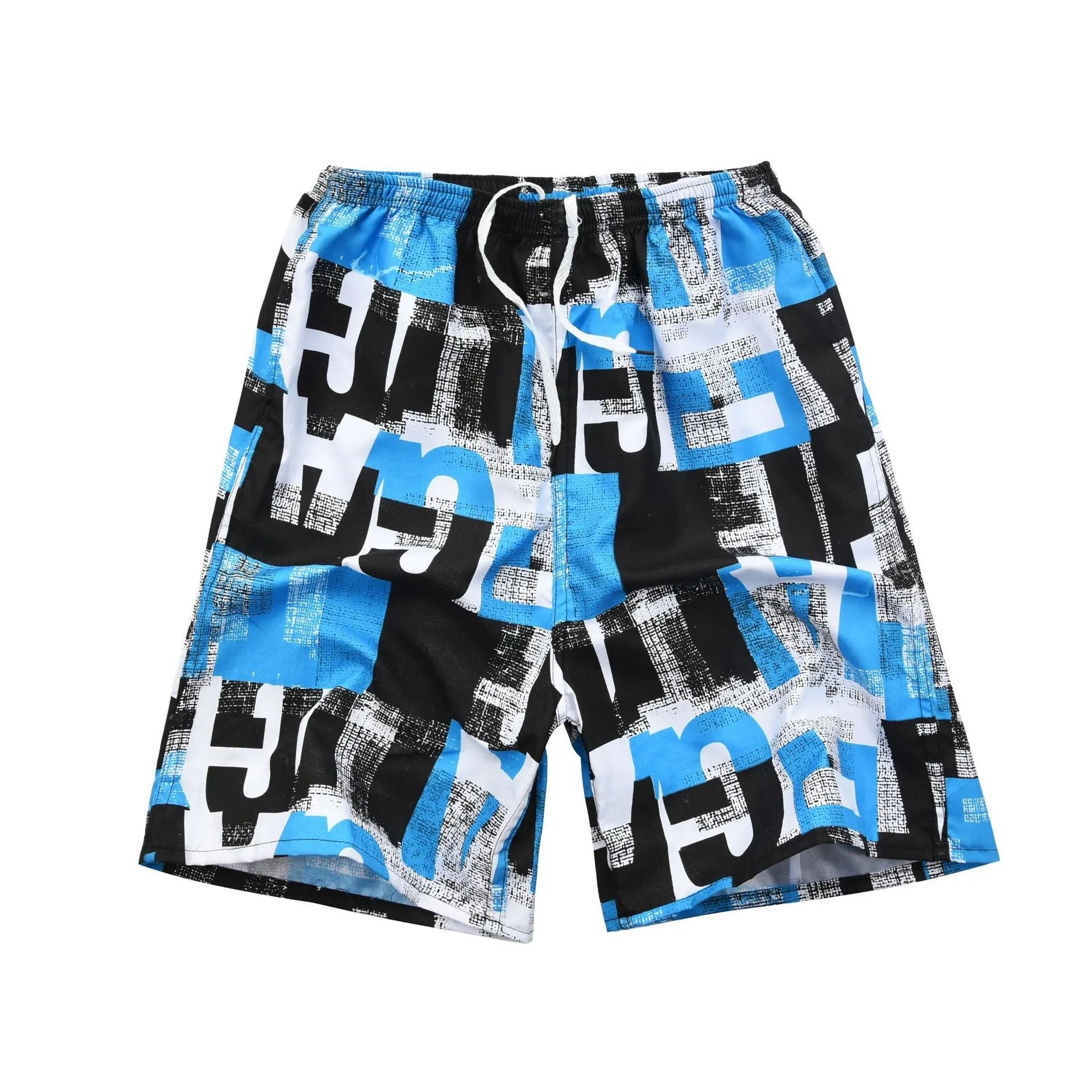 Men's floral printed swimming trunks in polyester fabric showing multiple pattern options for beach and pool use