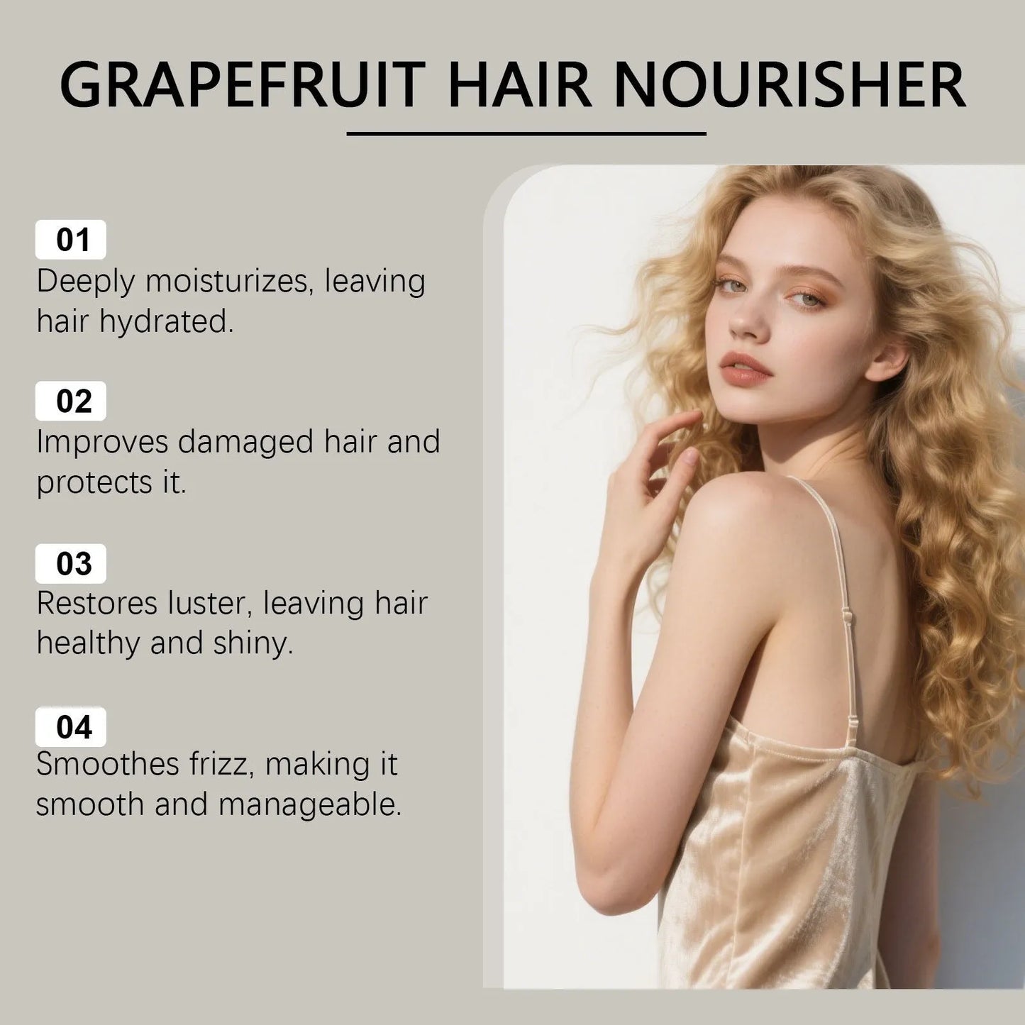 Grapefruit Hair Conditioner bottle with 120ml capacity, showing natural oils and vitamin E ingredients