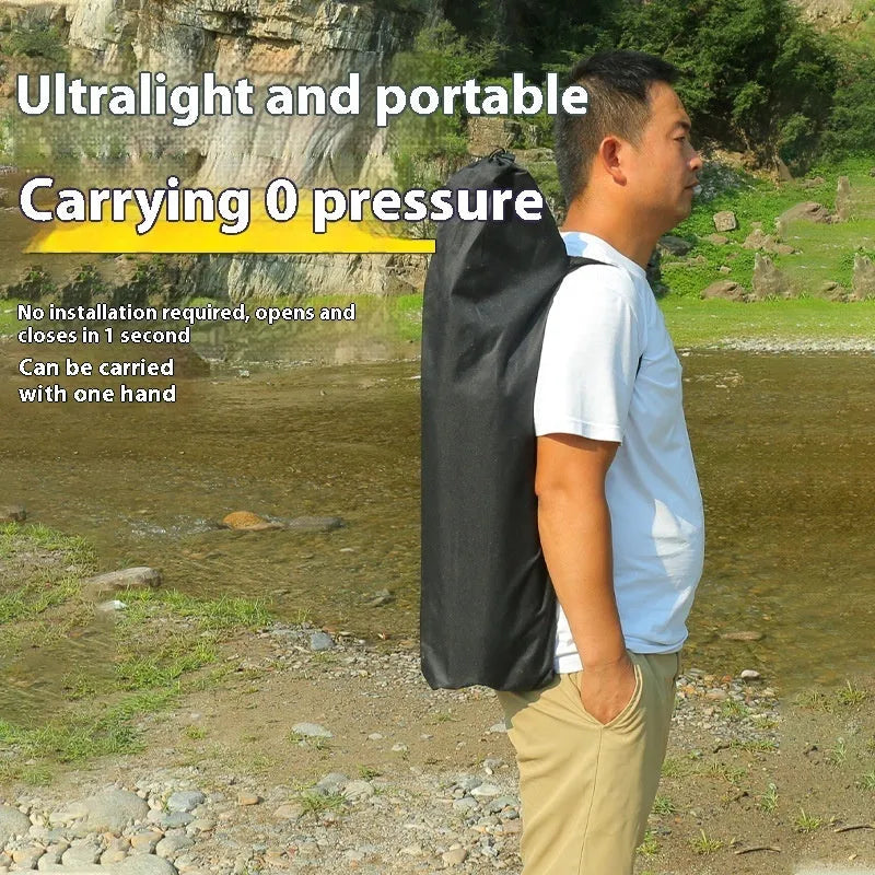 Portable folding camping chair with steel frame and Oxford fabric in outdoor setting