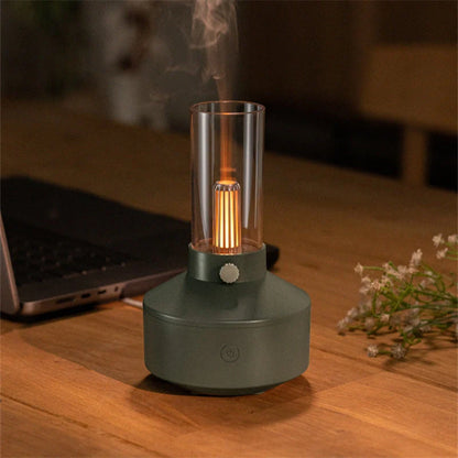 Retro light aroma diffuser with LED night light and humidifier in white and black