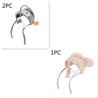 Adjustable head-wearing feather cat toy stick in various colors for indoor play