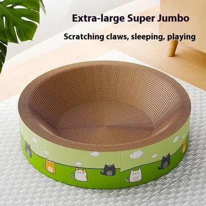 Round cat scratch board with deep pit texture, 45cm or 50cm diameter, made of corrugated paper