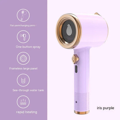 Compact handheld garment steamer with titanium-coated soleplate for quick, wrinkle-free clothing care