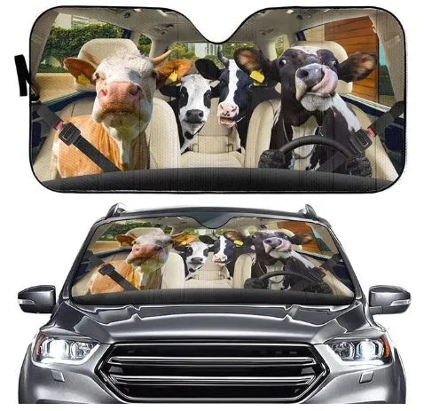 Telescopic aluminium foil car sun visor extended on a car windscreen
